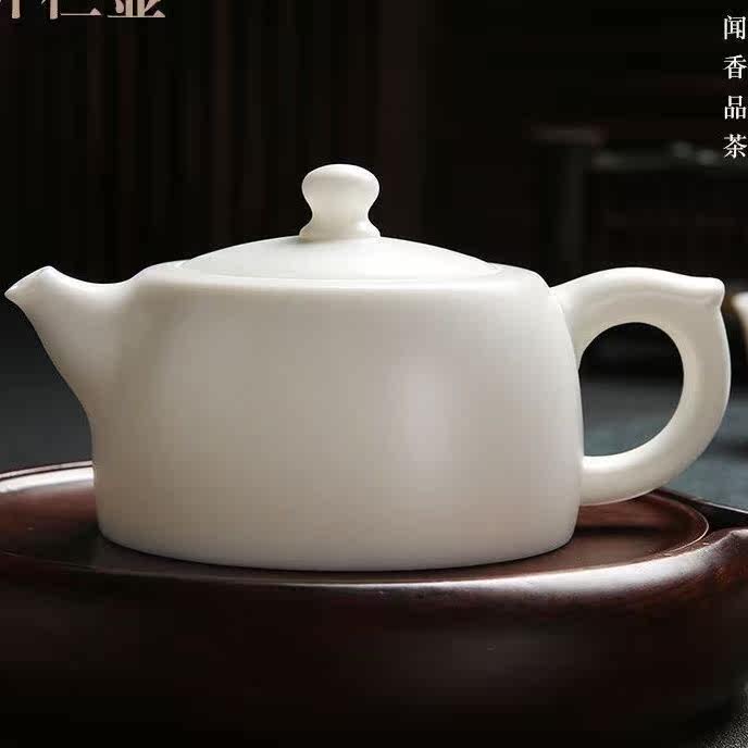 德化白瓷羊脂玉纯手工素烧家用泡茶单壶带过滤西施壶知足壶如意壶