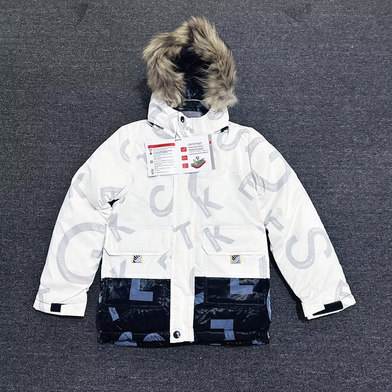 出口俄罗斯外贸儿童滑雪服大毛领保暖棉衣