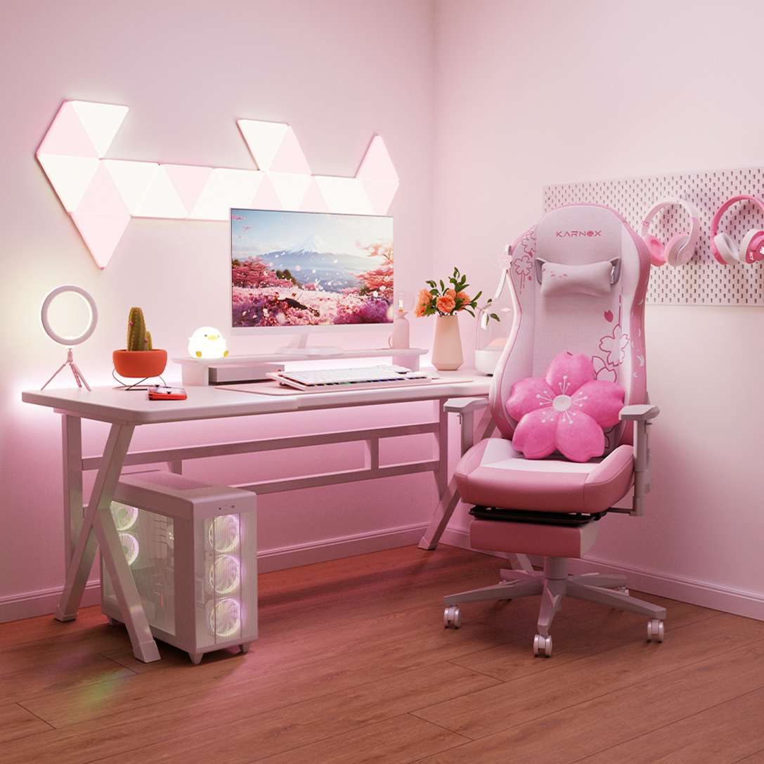 凯诺克斯樱花电竞椅粉色家用久坐舒适人体工学护腰办公游戏电脑椅