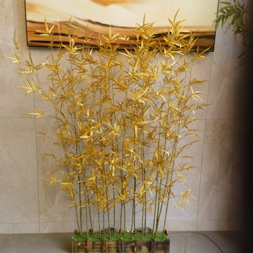仿真金竹子 金色真竹子假毛竹子橱窗隔断 玄关装饰盆景饭店装饰