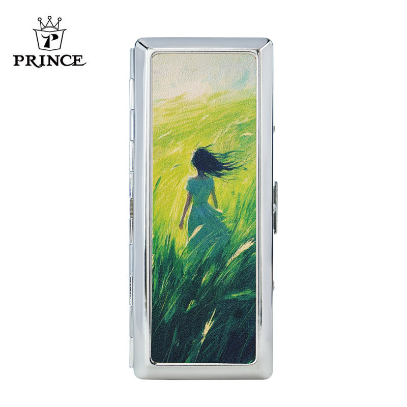 PRINCE日本王子烟盒少女图案创意便携小巧防压金属烟夹送女士烟盒