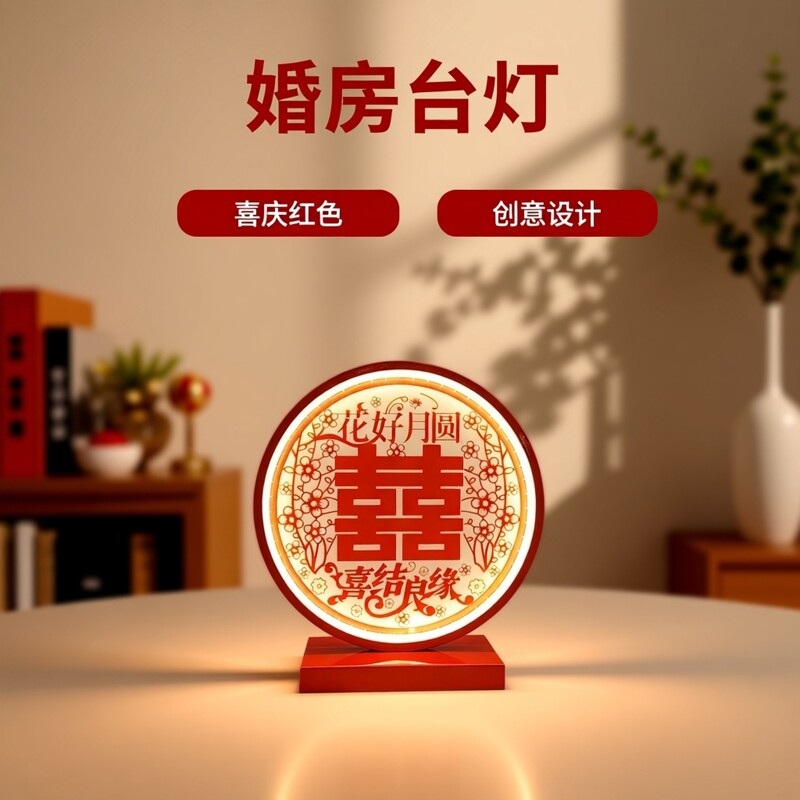 结婚台灯婚房床头灯创意长明命灯陪嫁灯一对灯红色喜庆送新娘礼物