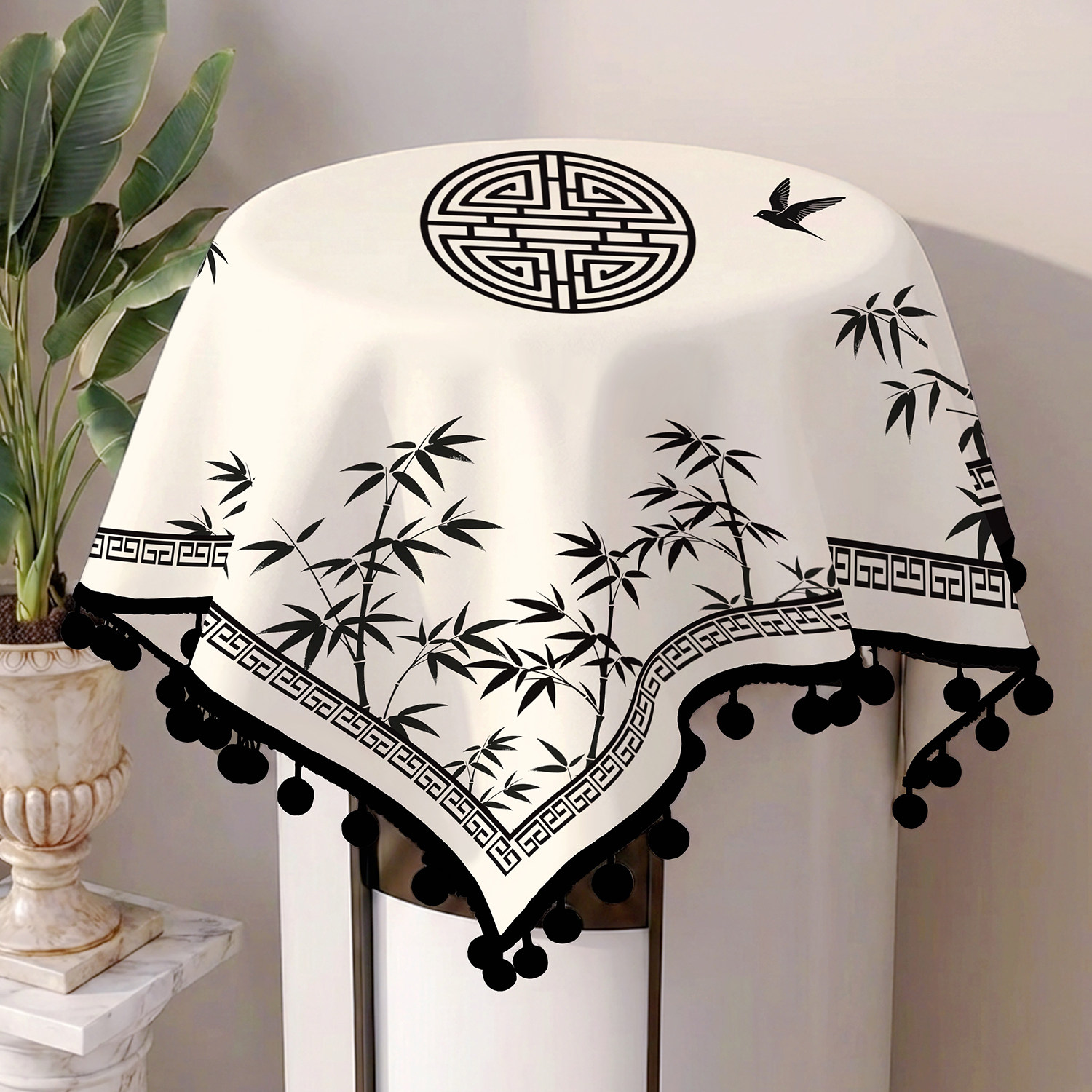 新中式空调防尘罩圆柱形立式空调盖布国风通用圆柜机顶罩遮灰盖巾