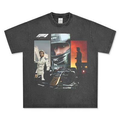 布拉德·皮特美式印花宽松短袖潮