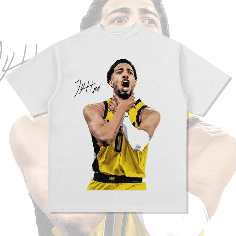 哈利伯顿Haliburton美式球星T恤街头潮牌复古水洗宽松印花短袖