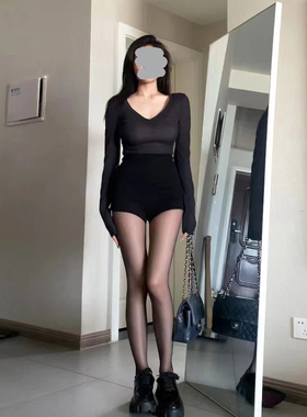 enen 女团超短裤黑色百搭性感辣妹高腰包臀显瘦紧身纯欲打底短裤
