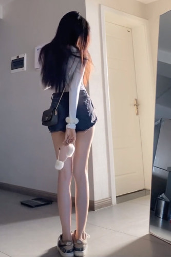 阔腿高腰短裤常规牛仔