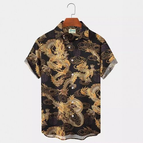 25年亚马逊欧美潮牌时尚新品 3D动物数码印花 夏威夷宽松休闲短袖