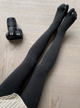 平纹分趾袜麻灰色连裤袜棉秋冬加绒打底裤外穿加厚丝袜连脚保暖女