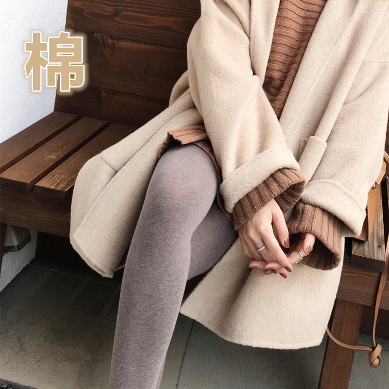 奶咖系大码秋冬加绒打底保暖裤袜
