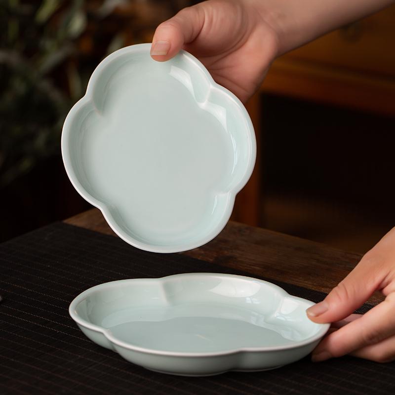 景德镇新中式影青陶瓷干果点心盘茶点盘果盘高甜品零食盘干泡壶承