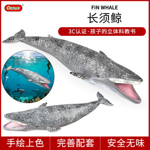 仿真海洋动物模型儿童软胶长须鲸大白鲨虎鲸白鲸蓝鲸海豹玩具摆件