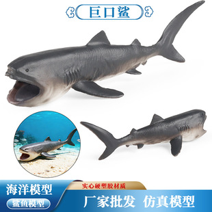 跨境仿真动物巨口鲨模型套装深海史前古生物摆件儿童海洋鲨鱼玩具