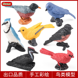 儿童认知玩具仿真鸟类动物模型飞禽知更鸟静啄木鸟黄鹂摆件套装
