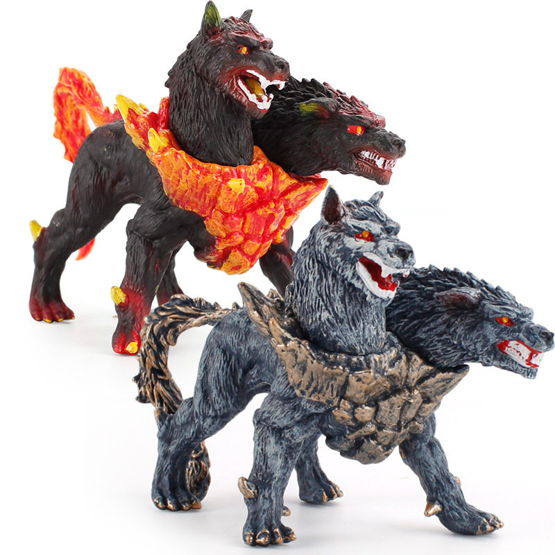 外贸出口古罗马神话动物地狱犬模型双头犬魔幻魔兽动物静态摆件