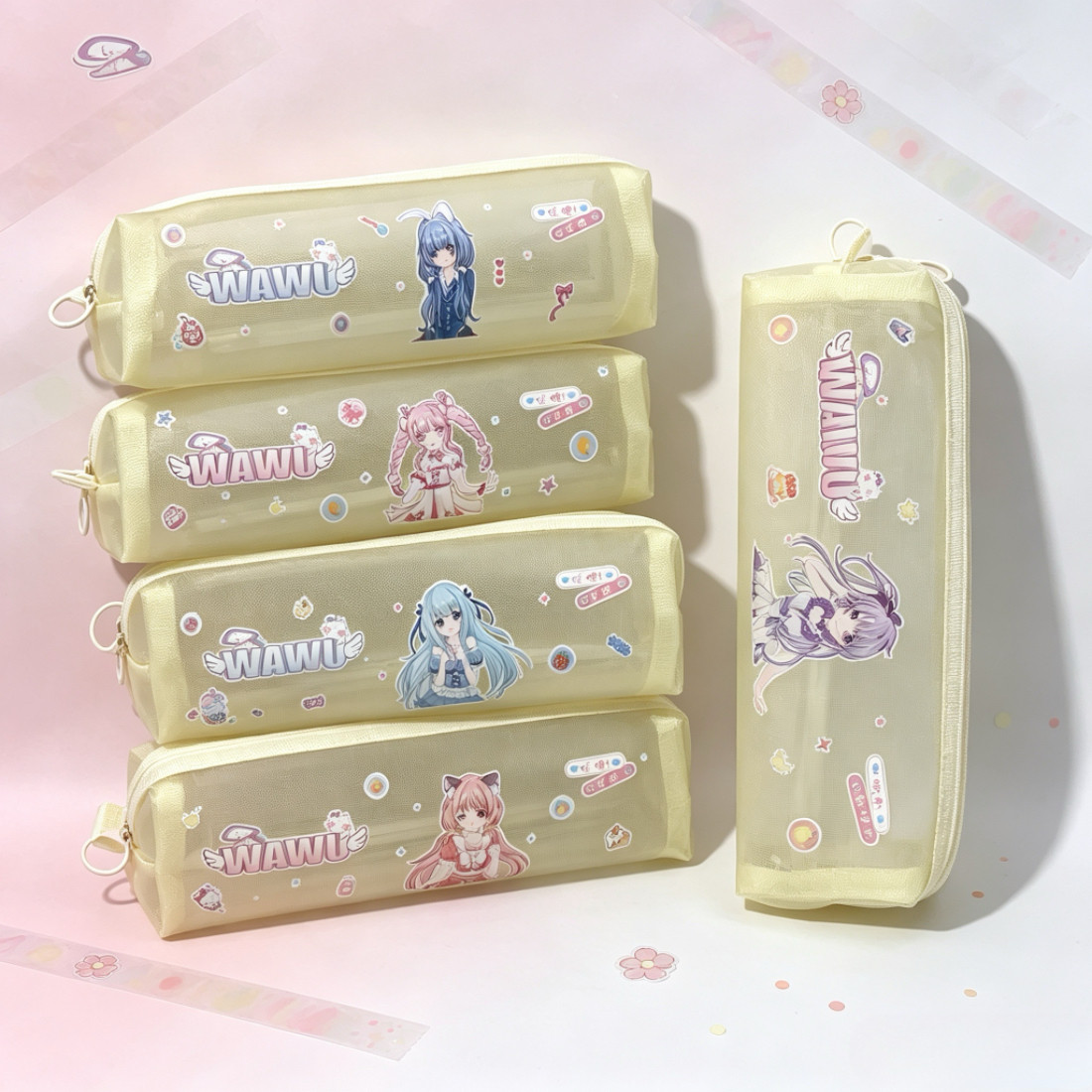 小学生网纱耐用大容量铅笔盒