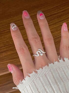 s925纯银小灵蛇戒指女ins小众设计甜酷风个性简约蛇形缠绕食指戒