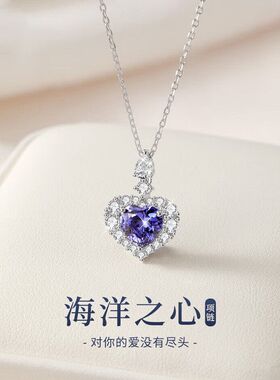 海洋之心S999足银公主爱心项链女生轻奢高级感锁骨链新款节日礼物