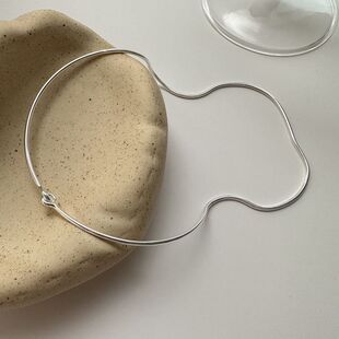 S925纯银韩版小众设计师款简约搭扣蛇骨项链韩国风极简颈链批发