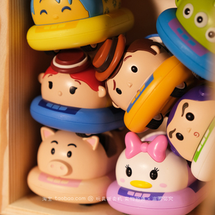 迪士尼系列松松回力碰碰车 拼装塑料玩具车可爱Q版儿童玩具滑行车