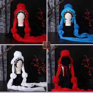 戏曲头花孝花 青白蛇头饰 大祭桩 秦雪梅吊孝 哭灵戏白色鬓花绸花