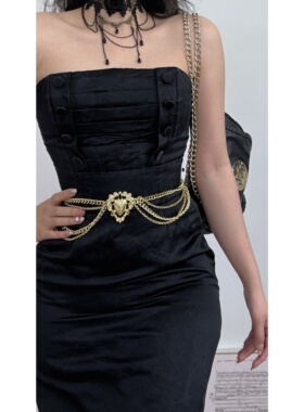 vintage古着复古赫本风M*RCJ*COBS全真丝黑色抹胸褶皱修身连衣裙