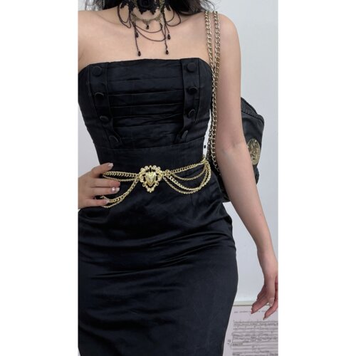 vintage古着赫本风抹胸连衣裙女