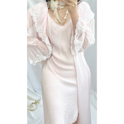 古着优雅真丝吊带斜裁睡裙连衣裙