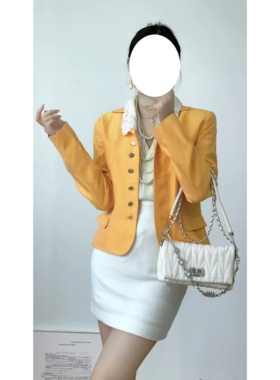 法式小香风Ch*rles J*urdan横纹肌理浮雕扣子修身vintage古着外套