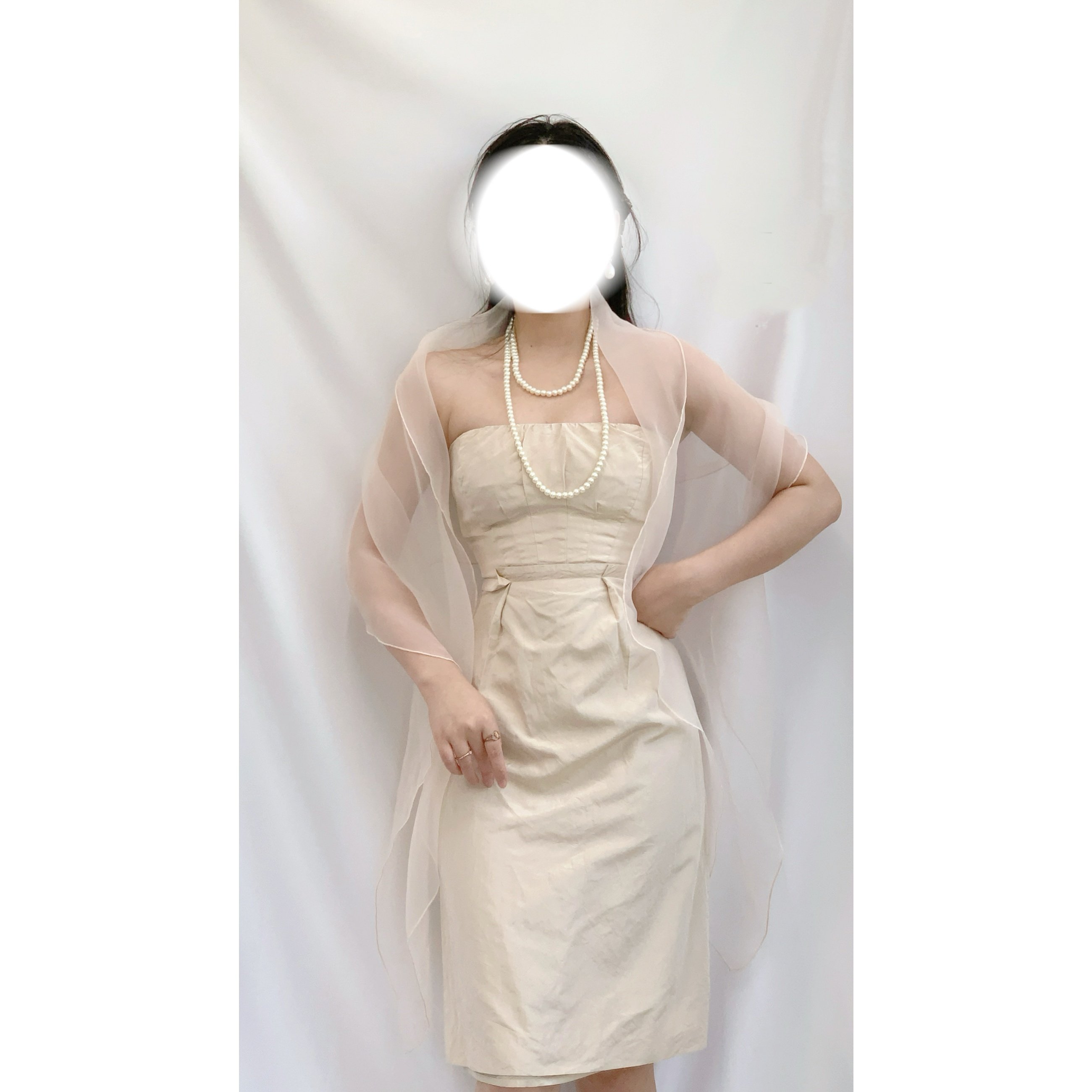 vintage古着昭和复古全真丝米白色抹胸珠光缎面高腰修身连衣裙女,女装/女士精品,连衣裙,淘宝优惠券,粉丝福利购,淘宝优惠卷