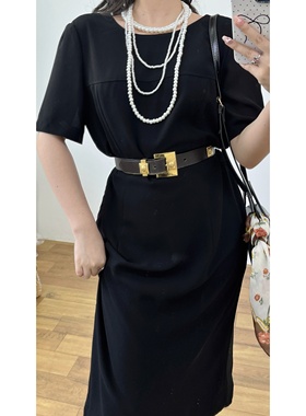 日本制vintage古着文艺复古YUKI TORII鸟居由纪黑色短袖连衣裙女