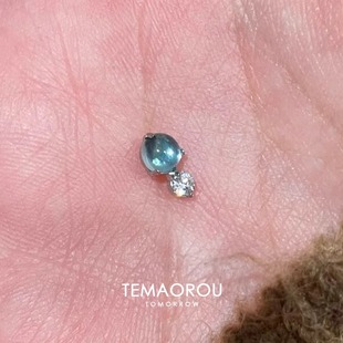 配杆!1*0.8mmG23钛钢海蓝宝单钻mini耳蜗钉女穿刺耳骨钉唇钉耳钉