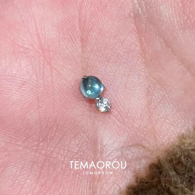 G23钛钢海蓝宝单钻mini耳钉