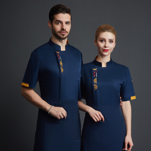 夏季厨师工作服短袖后厨工装冰丝