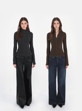 现货速发 Jim Kennet休闲运动半高领弹力德绒拉链上衣