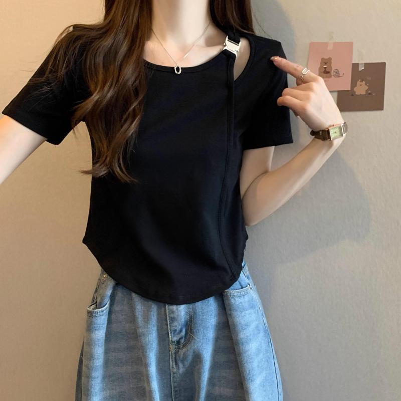 大码女夏季短袖T恤遮肚显瘦百搭图片