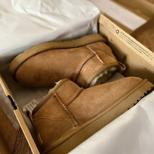 雪地靴女皮毛一体2024年新款冬季加绒保暖棉鞋真皮百搭mini短靴子