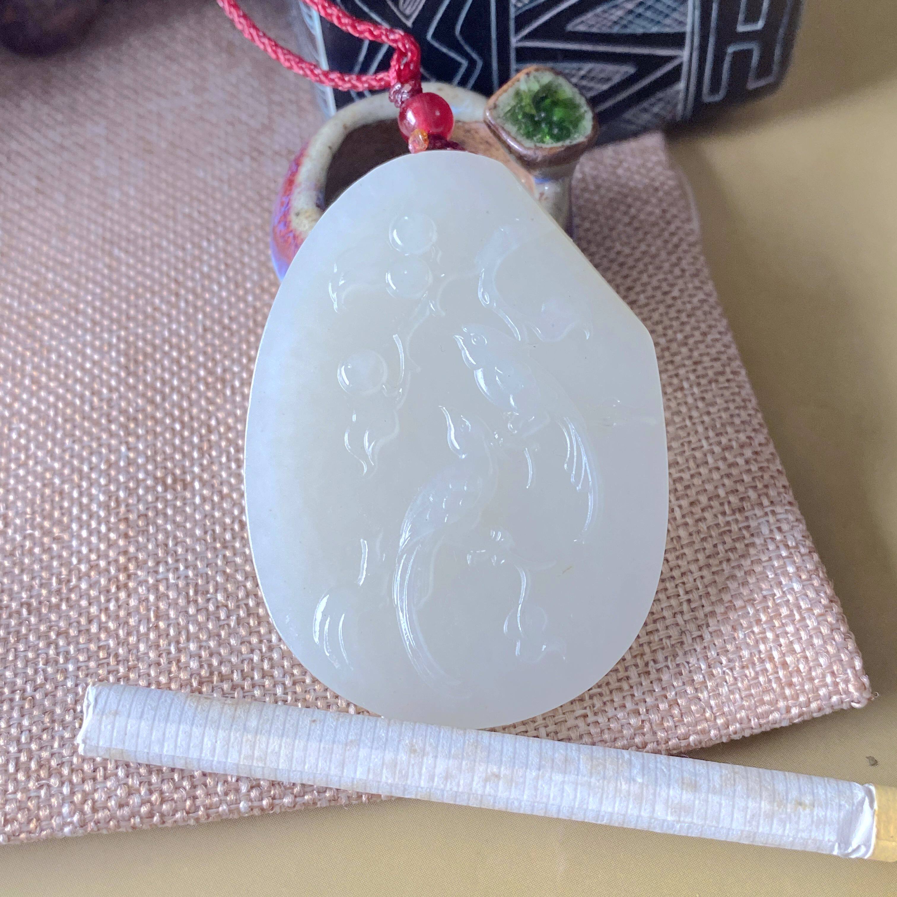 全部清仓·新疆和田玉籽料挂件1级白闪青超细籽料花鸟牌