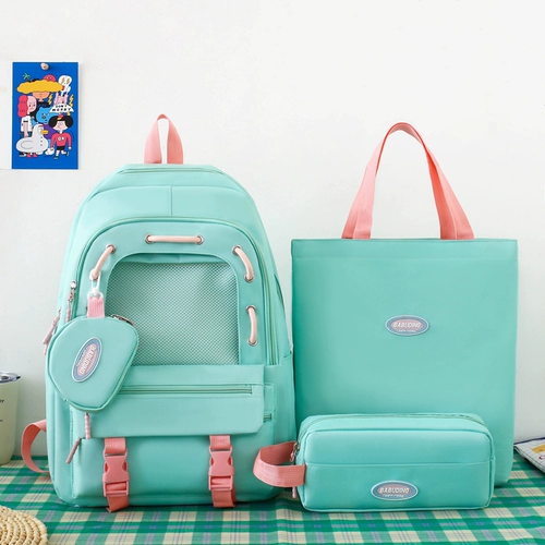 Комплект, ранец, брендовая сумка через плечо, вместительный и большой рюкзак, 4 предмета, в корейском стиле, для средней школы