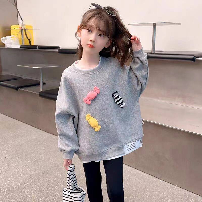 女童卫衣秋装2025小女孩宽版卫衣/绒衫
