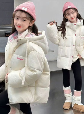 女童冬季加厚连帽假两件棉服