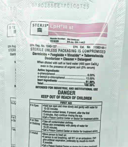 Steris美国思泰瑞LpH III无菌酸酚消毒剂三代1S1829 低pH广谱抗菌