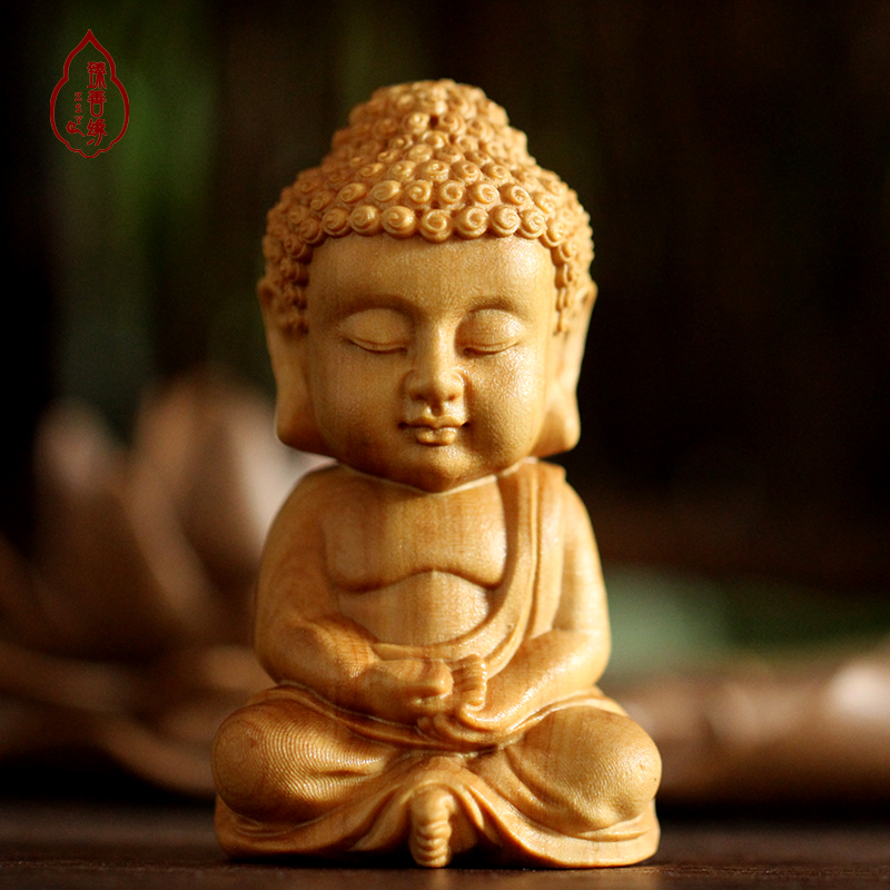 小叶黄杨q版释迦牟尼弥勒佛摆件