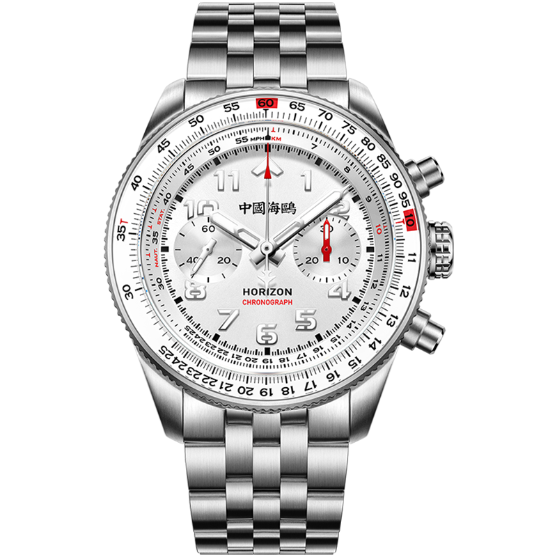 海鸥表新款休闲天际系列钛合金计时码表钢带手动机械腕表1073