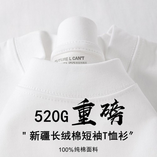 520g重磅纯棉短袖t恤男白色宽松