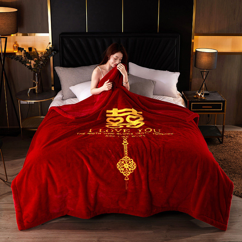 Wedding celebration Fur imitation Blanket winter thickening Double keep warm Embroidered towels blanket marry Bright red Raschel Blanketin the Bedclothes , Leisure blanket/Woolen blanket/Carpet  category - from Buy2taobao.com to provide professional Taobao agent buy service