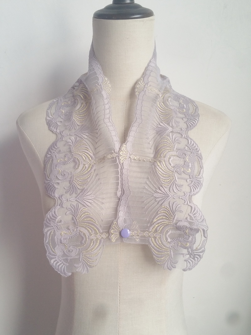 日系网纱灰紫色加金线披肩装饰领