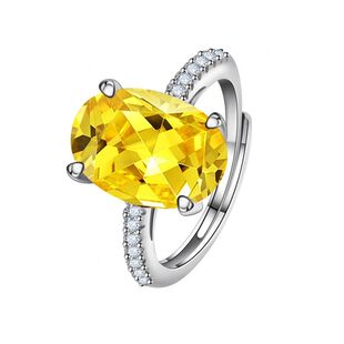 高定简约直播热卖进口高碳钻椭圆形粉红黄钻白钻彩钻蛋形钻戒指