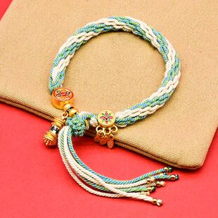 藏式手绳手搓棉绳五彩手绳手工编织民族风手链唐卡藏饰轮回手链