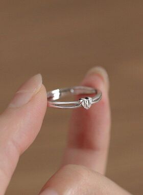 925镀银爱心戒指女小众设计时尚